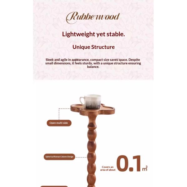 Solid Wood Living Room Table Coffee Table Small Space Mobile Creative Stand Flower Rack Sofa Side Table for Home Coffee Shop