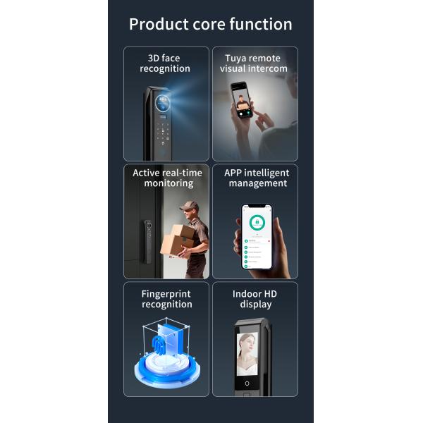 S959max Automatic Fingerprint 3D Face Recognition Door Lock with Tuya Active Video Calling WiFi Access Control Smart Home Door Lock