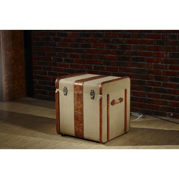 Home Storage Bedroom Leather Trunks Chests 1 Drawer Solid Wood Bar Decoration