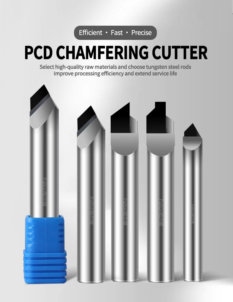 OEM 55HRC PCD Cutting Diamond End Mill Router Bits 90° Chamfering