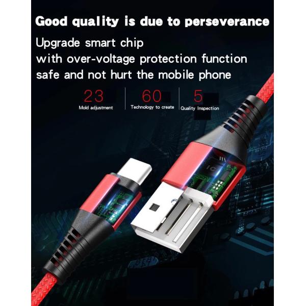1.2m 3A 3 In 1 Usb Cable Quick Charge TPE Usb 2.0 Data Transfer Cable