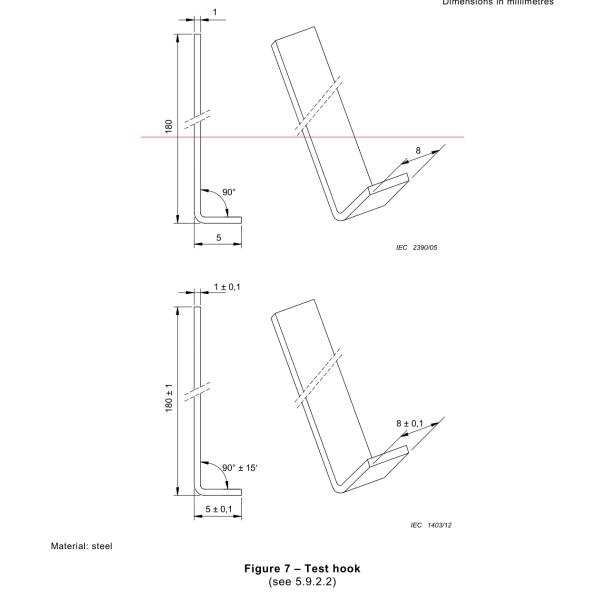 IEC 60601-1 Figure 7 Test Hook with 8mm Width and 1mm Thickness