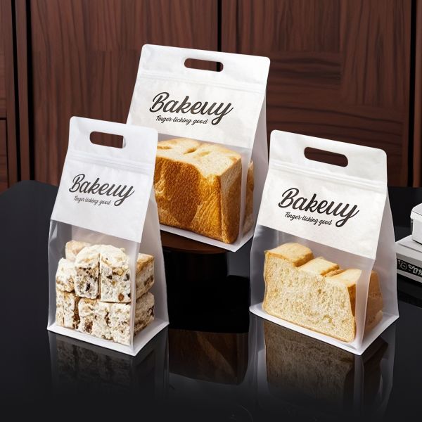 Custom Ziplock Plastic Bread Bag Handle For Food Packaging