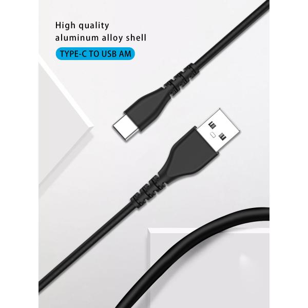 6FT Fast Charging 3A Rapid Charger Quick Cord, Type C to A Cable Black