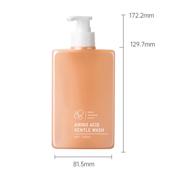 330ml PET Pink/Orange Plastic rectangle smooth with White pump for shampoo lotion bottle