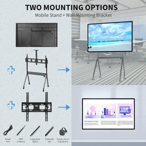 86 Inch 16 9 Interactive Touch Screen Whiteboard 4K 300cd/M2 Infrared Technology