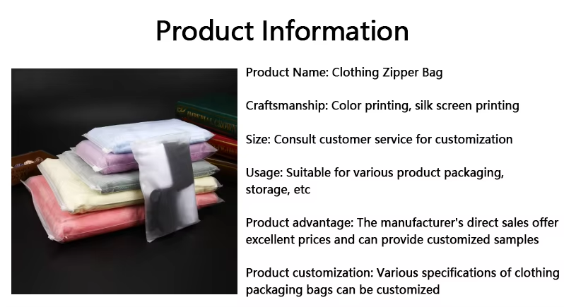 Customizable Logo Biodegradable Packaging Bag with Frosted Plastic Zipper for Children's Clothing for T-shirts Socks Shoes