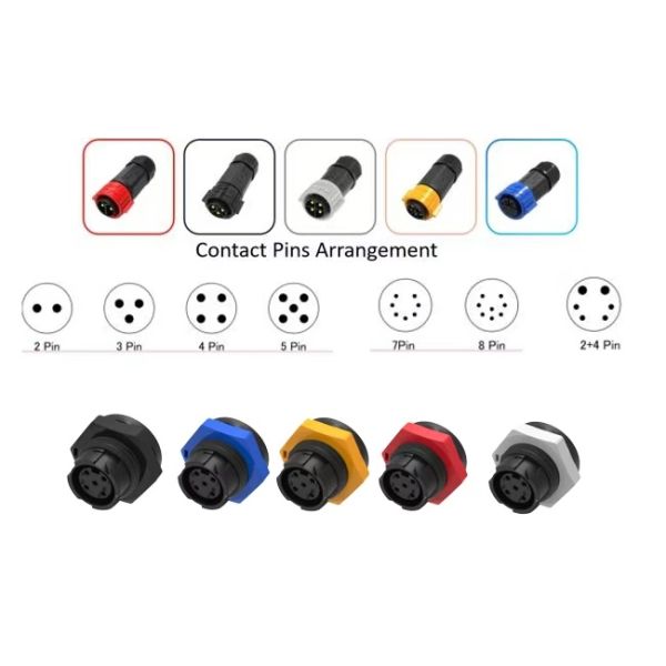 5A M16 Nylon 7 Pin Waterproof Connector CE Plastic Pa66 Data Quick Lock Connector