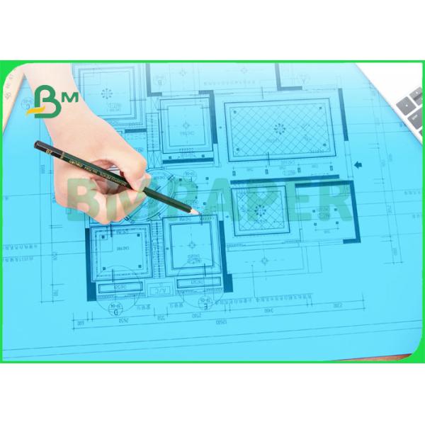 80gsm Double Sided Blueprint Drafting Paper For Construction Drawing 20'' X 50 Yards