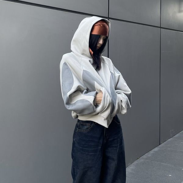 Low MOQ Customized Color Block Splicing 3D Embroidery Oversized Pullover Winter Hoodie Pocket Hip Hop Polyester/Cotton Blend