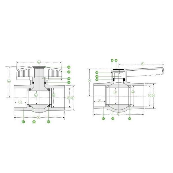 Octagonal Ball Valve with Butterfly Handle Water Connection and Socket Connection