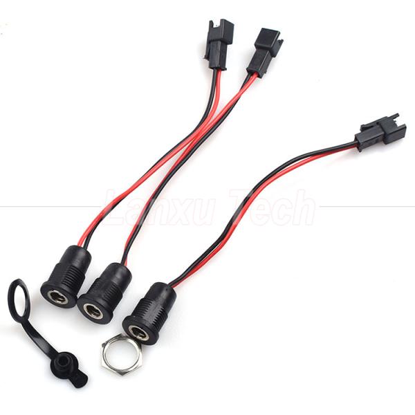 Waterproof Screw Panel Mount DC Power Socket 5.5x2.1mm Jack Wires Cable