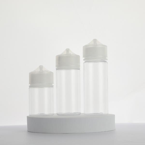 Childproof Transparent Round PET E Liquid Bottles with Screw Cap