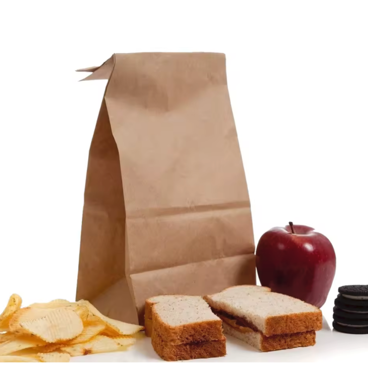 Custom printed oil-resistant paper bag, biodegradable kraft paper square bottom food delivery paper bag