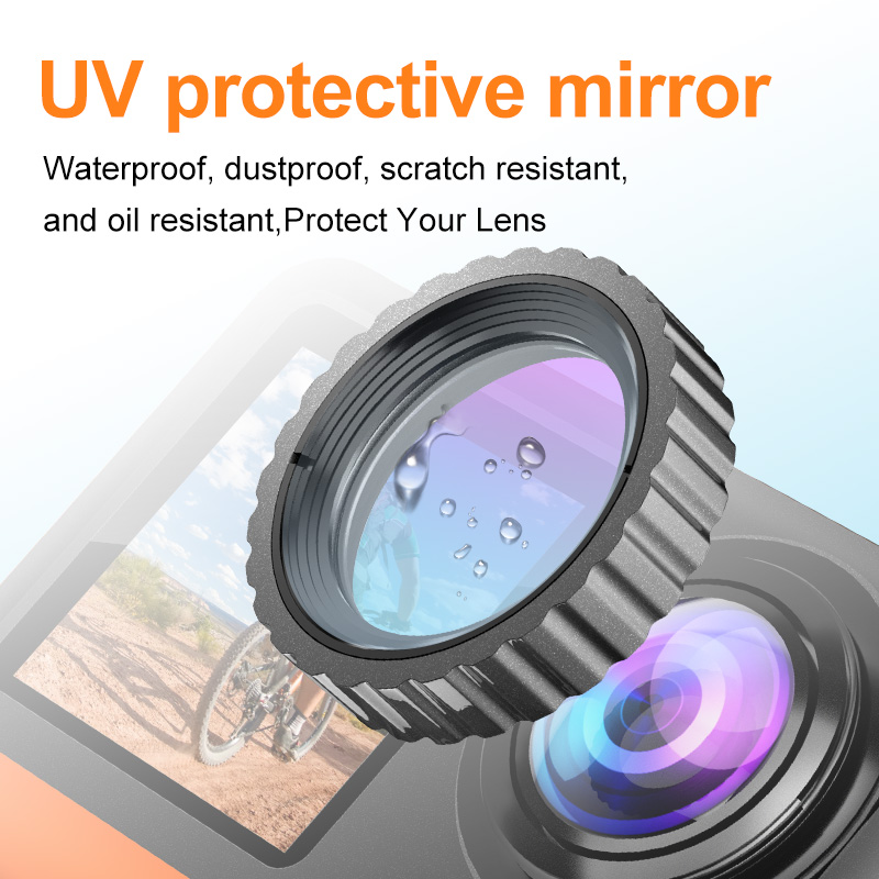 Action Camera 4K 30FPS WiFi Transfer with Touch Screen 2.4G Remote Control UV Lens for All Outdoor and Underwater Use