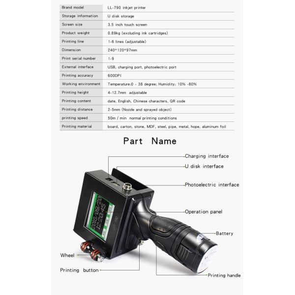 1-6 Printing Lines Inkjet Printer for Portable Thermal Batch Logo Expiry Date Printing