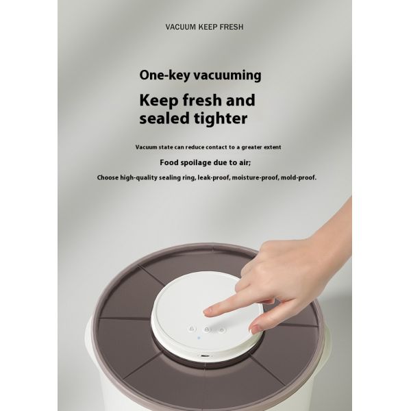 Smart Pet Solid Pattern 13L Eco-Friendly Moisture-Proof Storage Bucket Automatic Cat/Dog Grain Vacuum Bucket Battery Cat