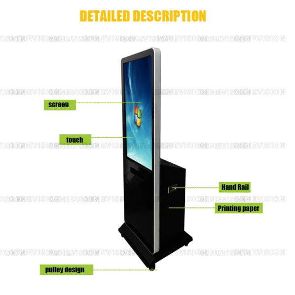 Wifi Network Touch Screen Kiosk with Printer, Indoor Floor Standing Lcd Advertising Standee Kiosk