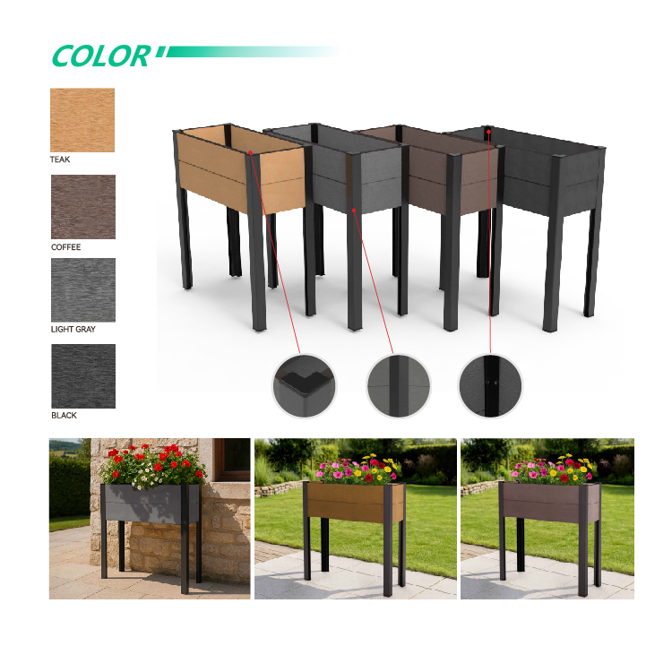 Moisture Resistant Interlocking WPC Raised Planter Box Garden bed for Vegetable and Flower Gardens