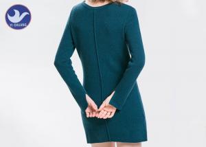 Quality Acrylic Cotton Womens Knitted Dresses , Long Sleeve Knitted Jumper Dress Mini Casual Style for sale