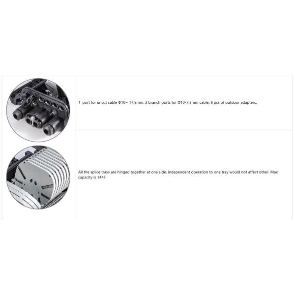 Mechanical Sealling Fiber Optic Splice Closure Max Capacity 144F Installed With 12 Splicing Trays