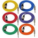 6' Balanced Snake Audio Link Cable 6ft XLR Male To 1/4" TRS Color Cables