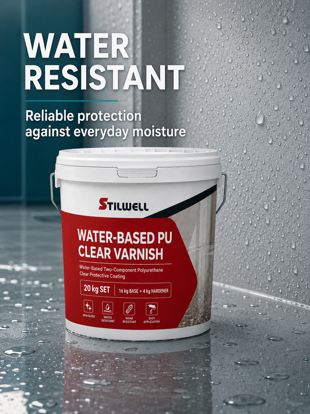 Water Based PU Clear Varnish Two Component High Gloss Transparent Protective Coating for Epoxy Floors