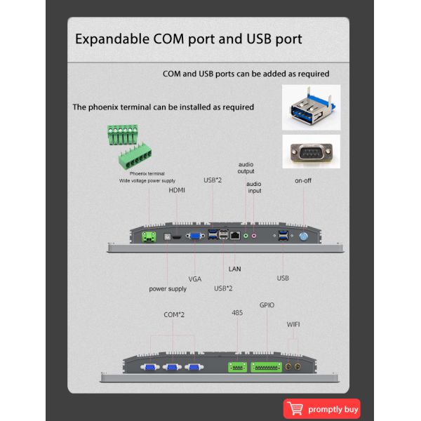 13.3 Inch Embedded Android Touch Panel PC Capacitive/resistive Vesa Android Processor Industrial All in One Computer Panel