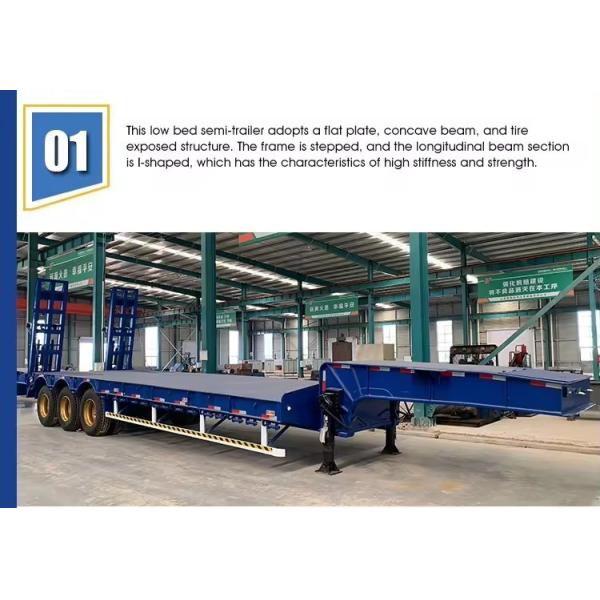 Customization 3 Axles 80t Lowbed Lowboy Low Flatbed Loader Drop Deck Trailer Tread 1820mm