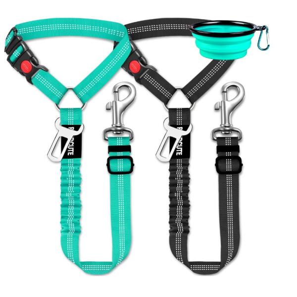 Adjustable Dog Seat Belt Collars Harness Restraint With Elastic Bungee Buffer