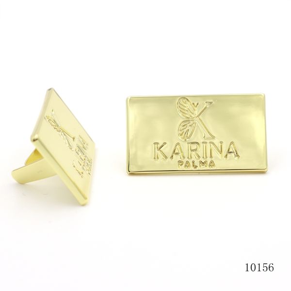 Rectangle Handbag Logo Labels Gold Plated Handbag Logo Plates