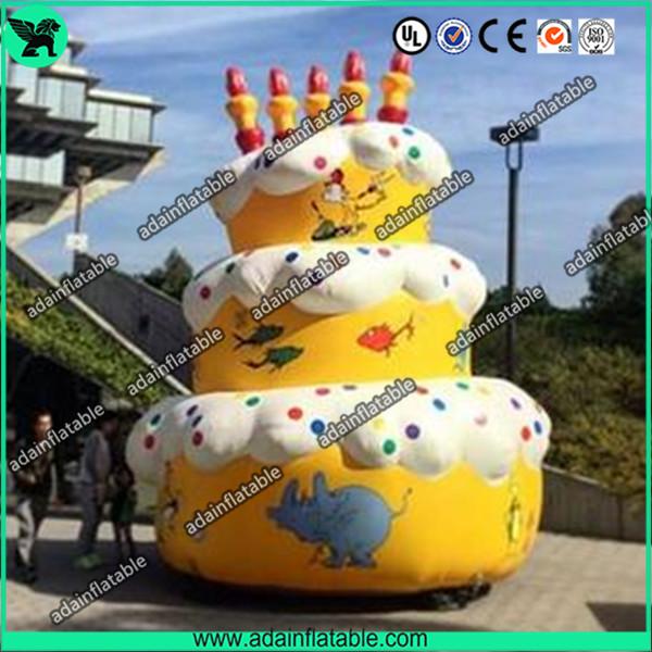 5m Advertising Inflatable Birthday Cake Model With Custom Logo Printing