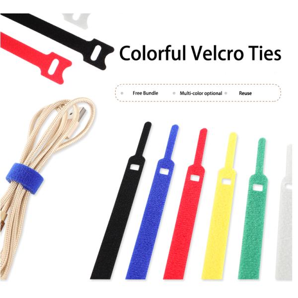 Colorful Velcro ties, Reusable Fastening Cable Ties, Microfiber Cloth 6-Inch Hook Loop Cord Ties Velcrs12mm*150mm