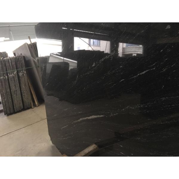 Antique Black Granite Natural Stone Slabs Customized Surface Finished