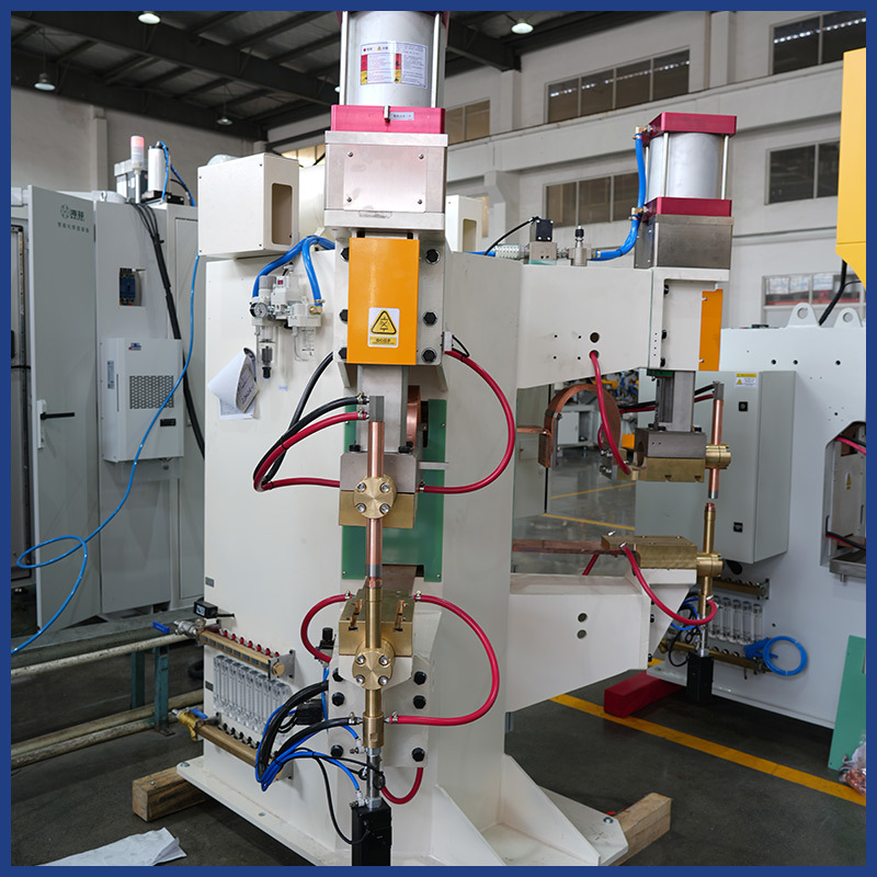 Double Head Medium Frequency DC Spot Welding Machine in industrial setting