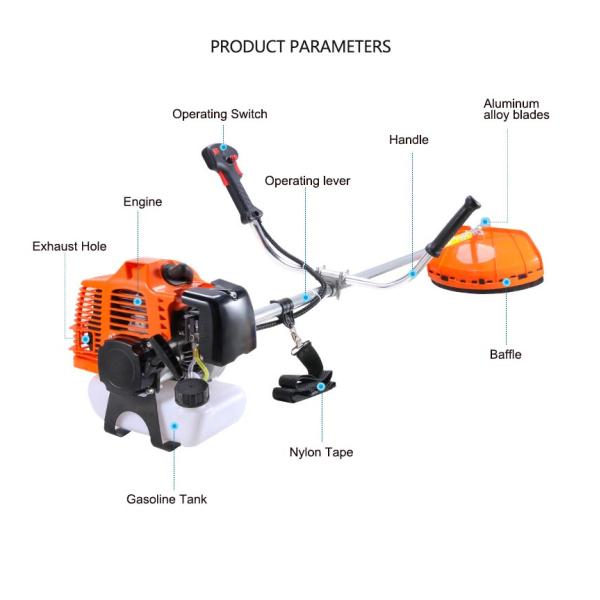 65CC 4 Stroke Weed Wacker Gas Powered String Trimmer Multifunction Brush Cutter for Grass Heavy Bush Side Mounted