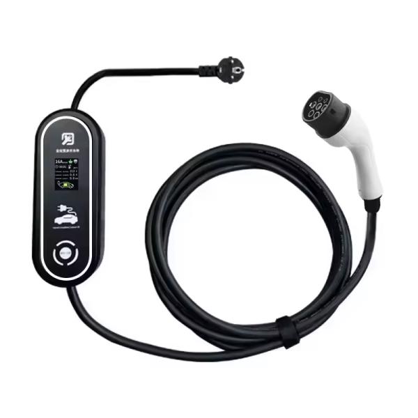 32A Output Current PC Copper EV Adaptor Type1 to Type2 Adapter for Electric Vehicles Portable Charging Stations 220V