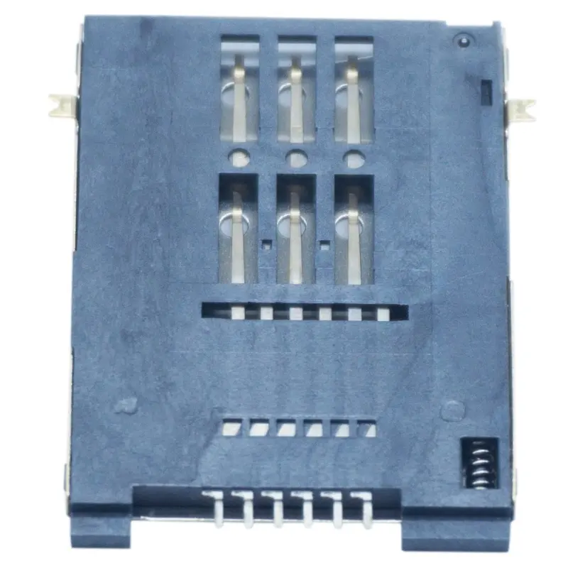Mobile Phone 6 Pin Sim Card Adapter Push Push SMT SMD Type With Tray