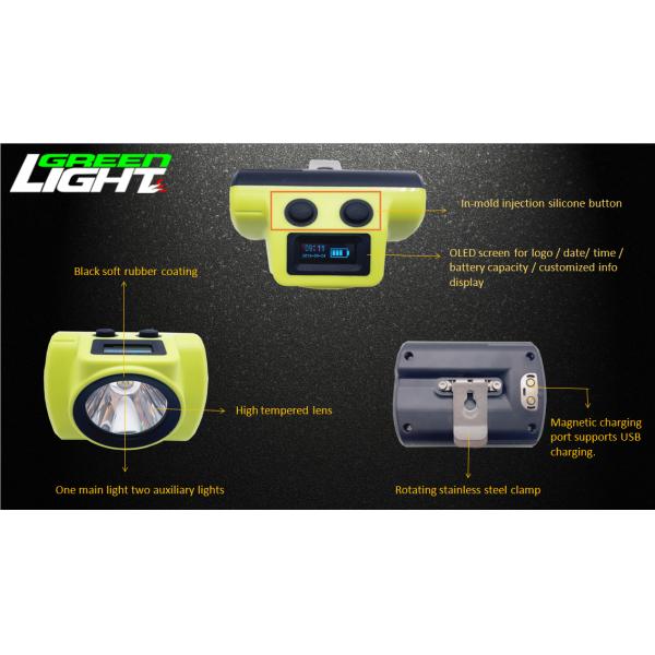 IP68 Waterproof Mining Led Lights 18000lux OLED Screen Magnetic USB Charging Cordless Miner Cap Lamp with SOS