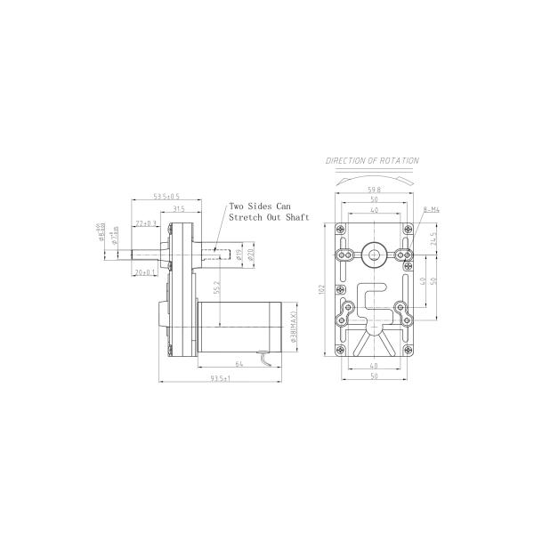 Small 12V 24V PMDC Flat Gear Motor Reducer DC Motor Double Shaft