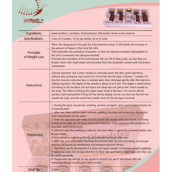 Hyamely Fat Dissolving Lipolytic Solution 5vial/Box 10ml/Vial