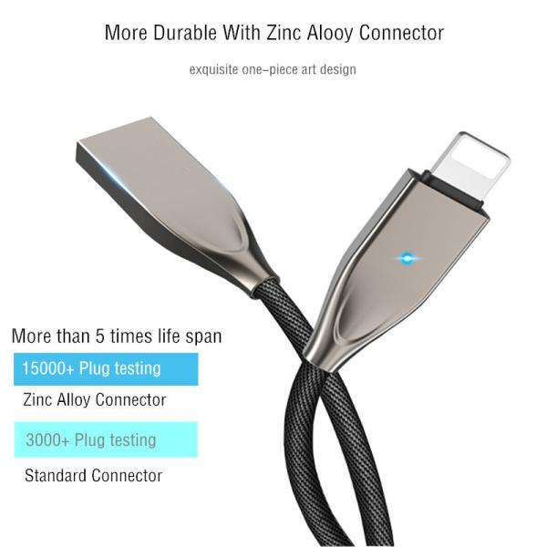 Auto Disconnect Charging Cable Lightning Nylon Braided USB Cable 1.2M