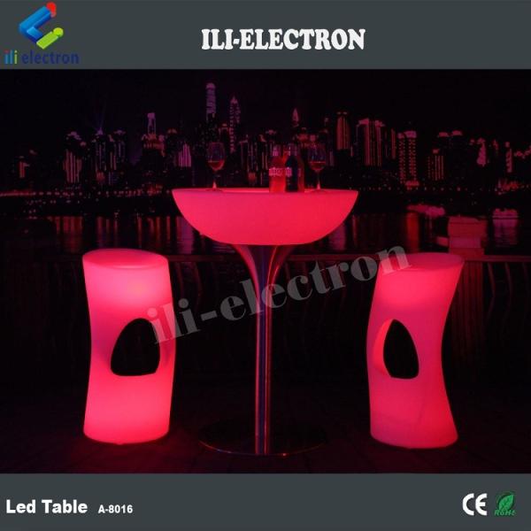 Stylish rechargeable round PE plastic LED bar table/ LED coffee table/ night culb table