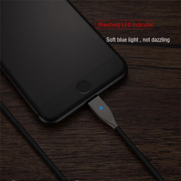 Auto Disconnect Charging Cable Lightning Nylon Braided USB Cable 1.2M