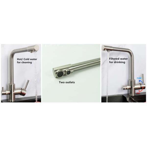 Deck Mounted Smart Water Faucet Brass Multifunction Three Ways Kitchen Nickel