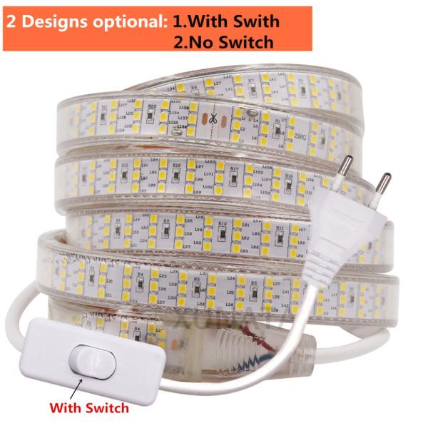 SMD 2835 Led Flexible Strip Lights , AC220V Led Waterproof Strip Lights