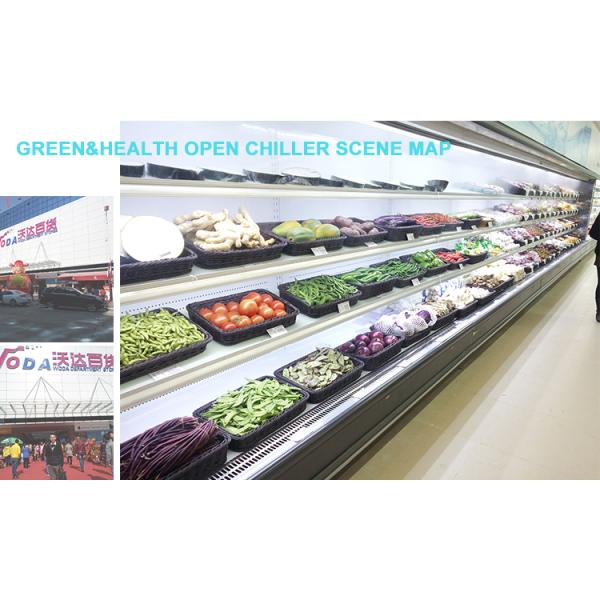 Universal Wheel Multi - Deck Front Open Refrigerator PVC Coated Adjustable Shelves