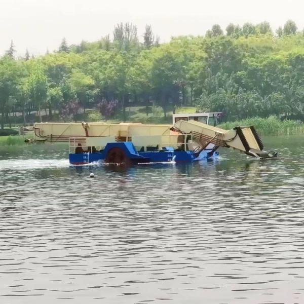 Automatic Lake Weed Cutter Machine River Weed Cleaning Machine With Walking Style Paddle Wheel