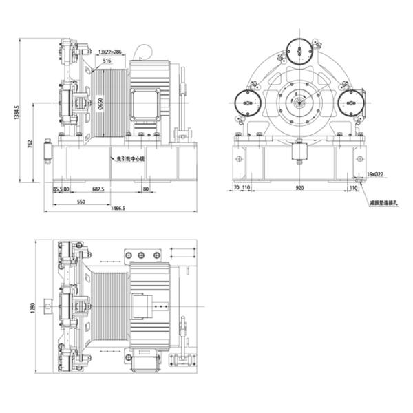 High Speed Gearless Traction Machine Brake Type For Elevator Parts