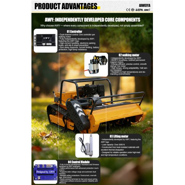 Remote Control Crawler Flail Mower Gas Powered for Steep Slopes Hillside Orchard Farm Garden Grass Cutting High Efficiency